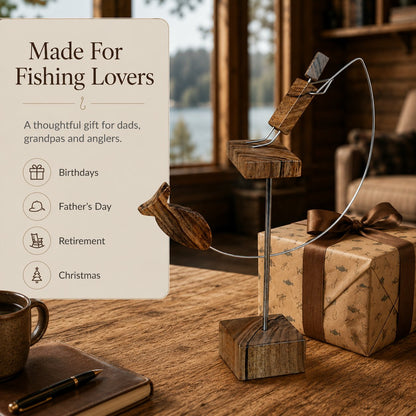 🎣Handmade Wooden Kinetic Fisherman Balance Sculpture