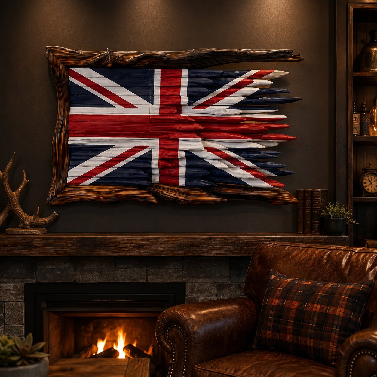 Handcrafted Vintage Wood Flags – 5 Heritage Emblems