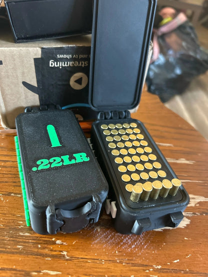 💥🔥Quick Access .22LR Ammo Storage Box – 50 Round Lift-Up Design Cartridge Organizer for Range & Storage