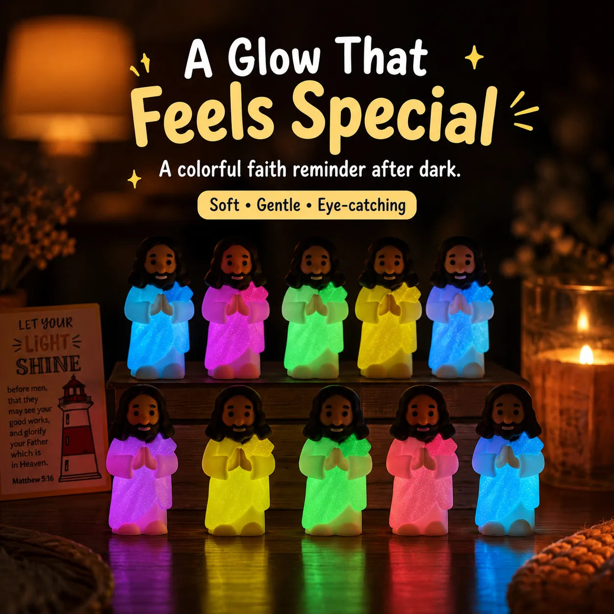 ✝️ Glow-in-the-Dark Little Jesus Mini Figure Collection | Colorful Faith-Inspired Keepsakes with Message Cards for Gifting, Sharing & Everyday Encouragement ✨
