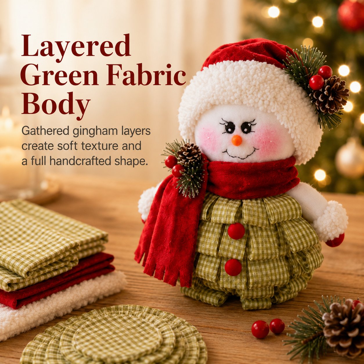 🔥 LAST DAY 49% OFF – ☃️ DIY Christmas Snowman Craft Kit | Layered Fabric Keepsake for Tabletop Display, Tree Hanging & Festive Bag Decor 🎄✨