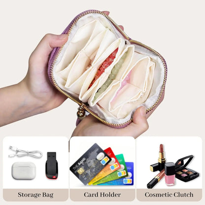 2 PCS jewelry zippered pocket case Travel Jewelry Bag Portable Organizer with 5 Compartments Velvet Satin Lining Tassel Zipper
