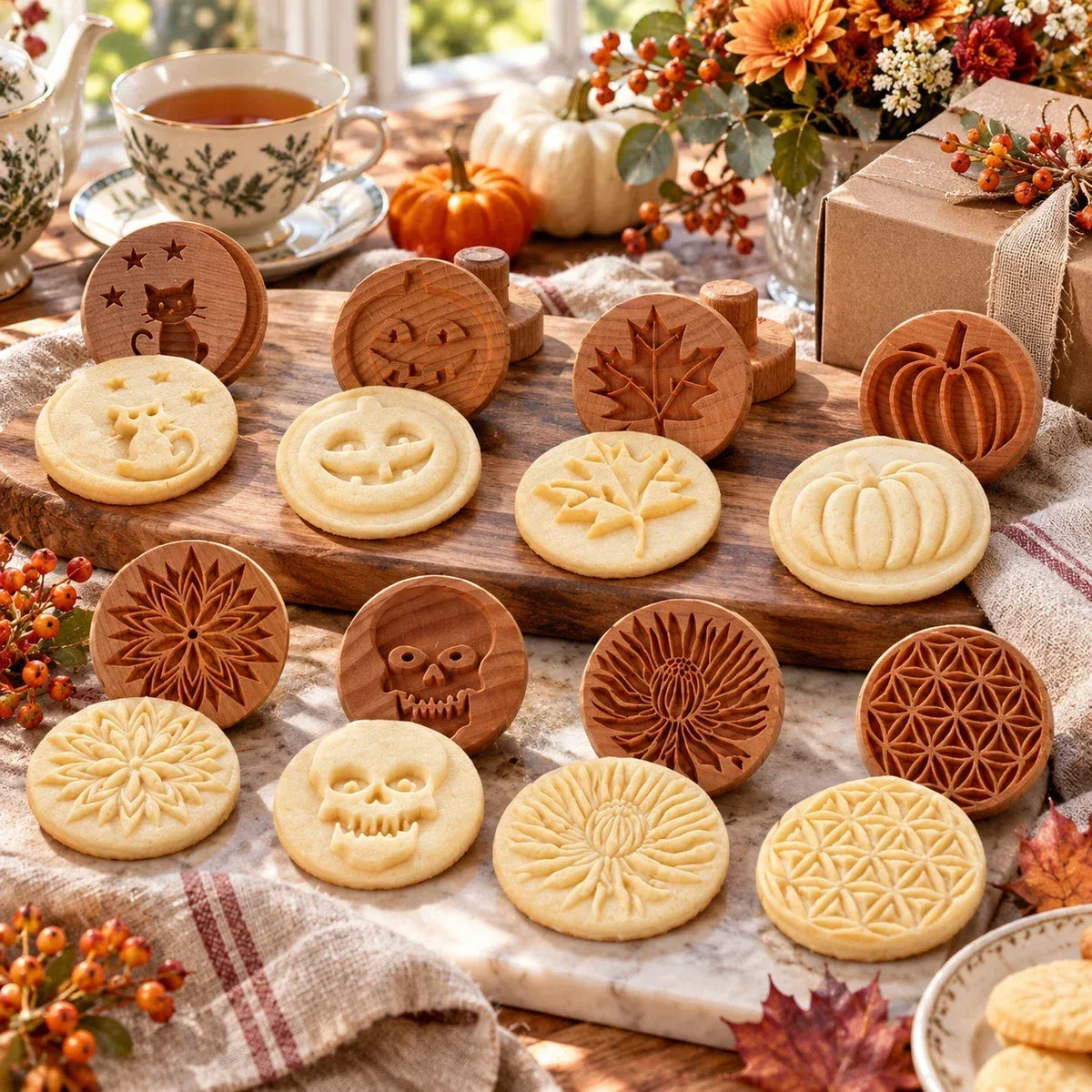 Patterned Wood Cookie Embosser | Seasonal Party & Gift Cookie Prep