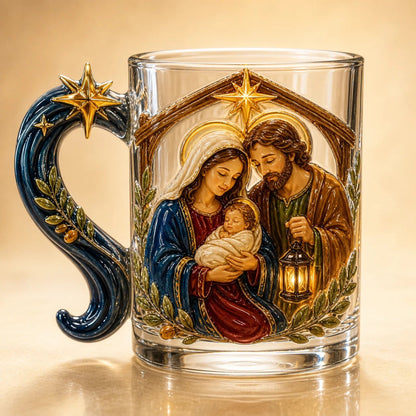 ⏳ Last Day 49% OFF – ✝️ 3D Christian Devotional Glass Mug Collection | 12oz Premium Clear Glass with Raised Jesus & Virgin Mary Figures, Sculptural Details & Jewel-Inspired Accents ✨