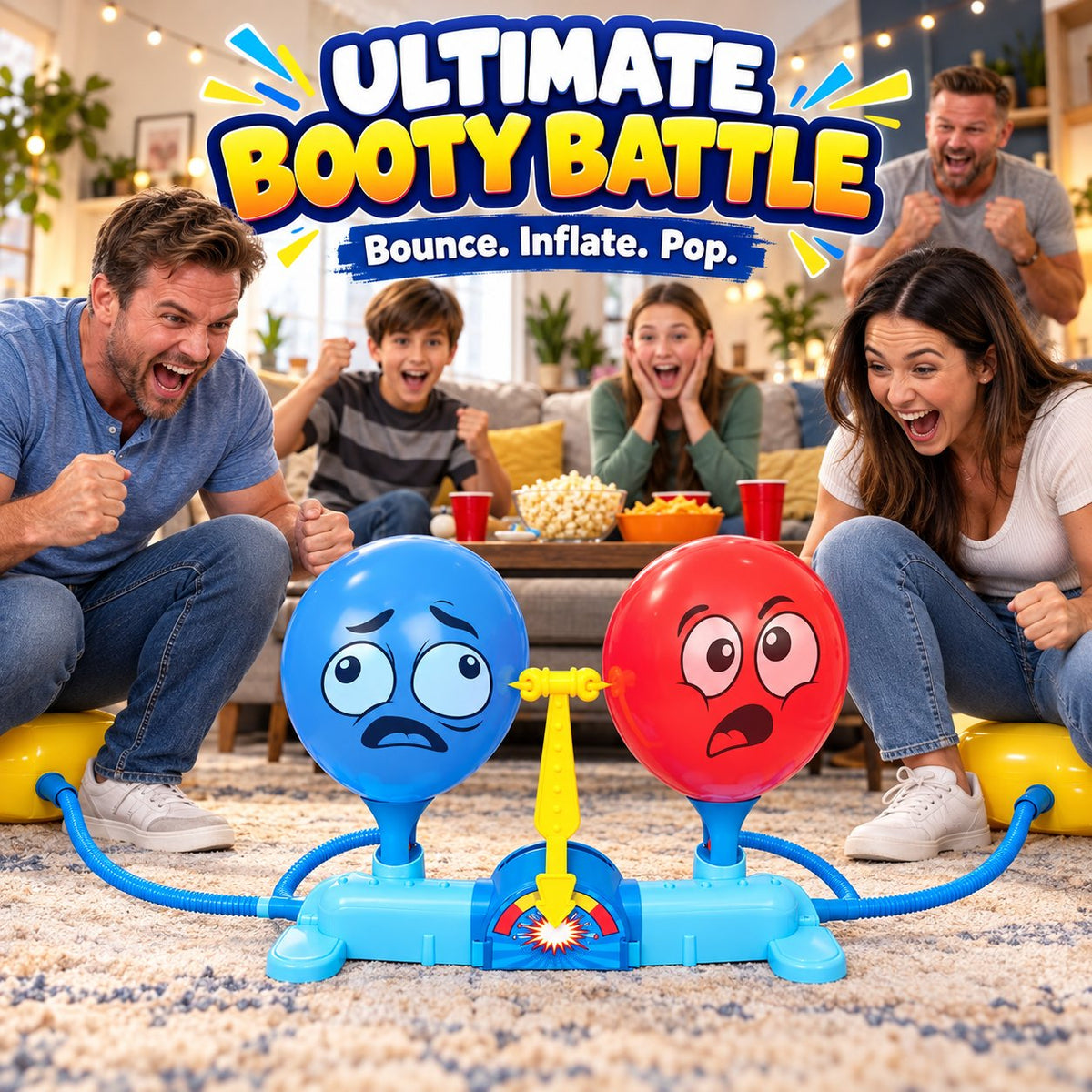 Rump Race Balloon Popping Battle Board Game Family Game Night, Party Game