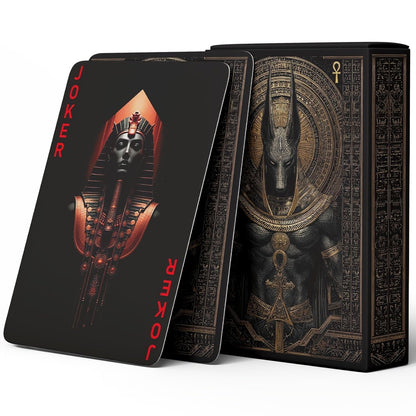 Black‑Gold Egyptian Themed Playing Cards – 300g Blue-Core Deck