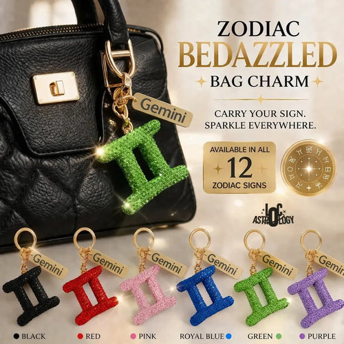 🔥LAST DAY 49% OFF-  Zodiac Bedazzled Bag Charm & Keychain
