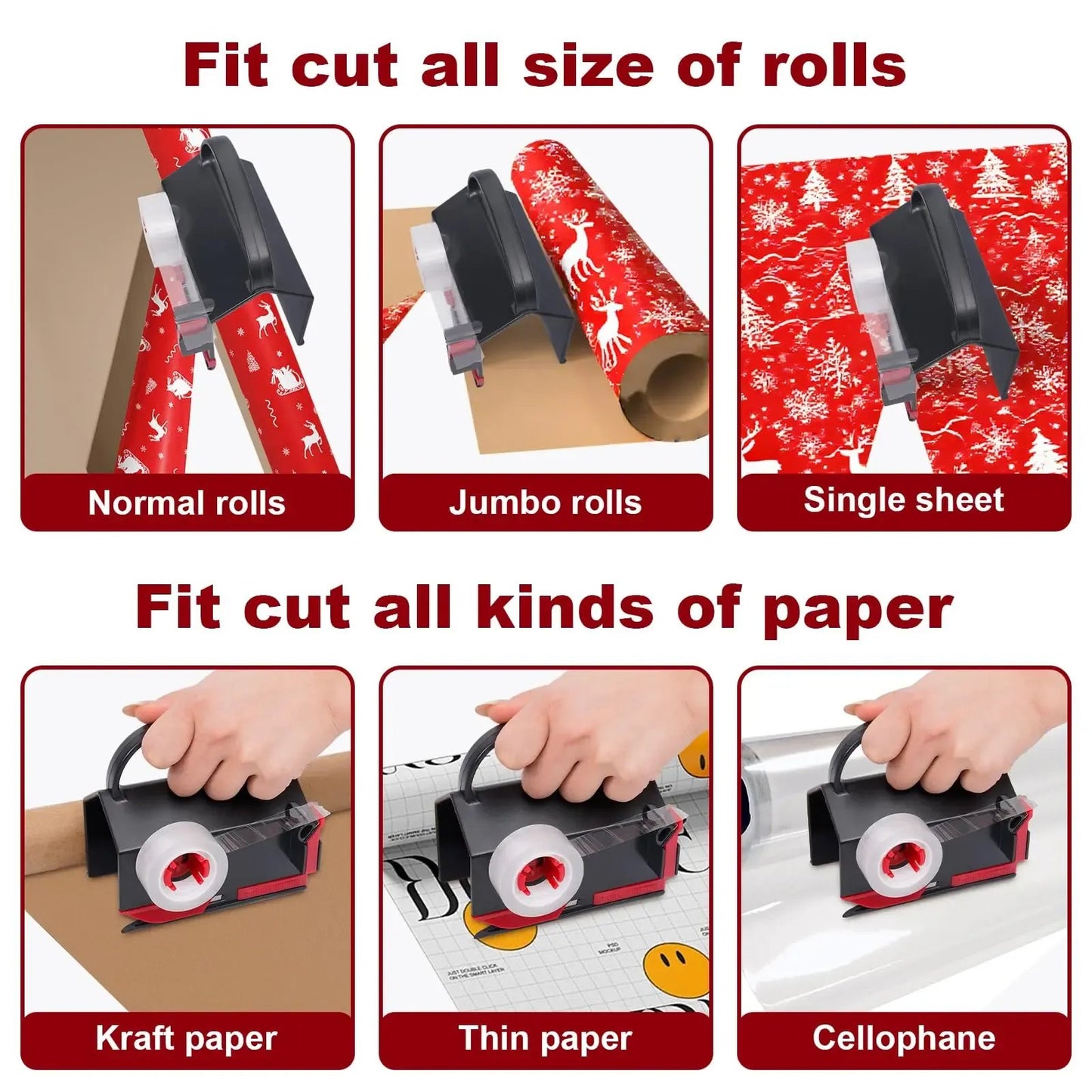 Hot Sale 🎁 2-in-1 Wrapping Paper Cutter & Tape Dispenser Kit
