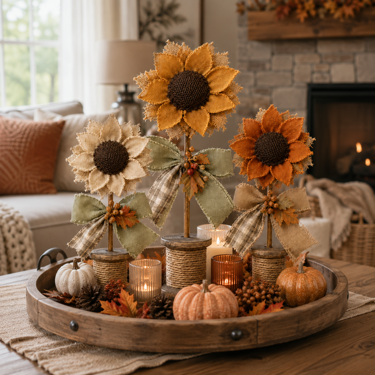 Rustic Sunflower Tabletop Decor Set of 3