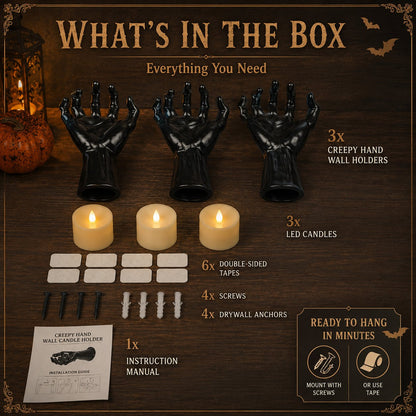 🔥 Last Day 50% OFF - Creepy Hand Wall Candle Holder Set Gothic Halloween Decor