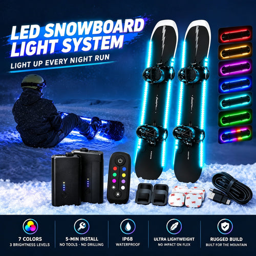 🏂 LED Snowboard Edge Light Kit – 7 Color Night Riding System❄️Light Up Every Run. Own Every Night✨