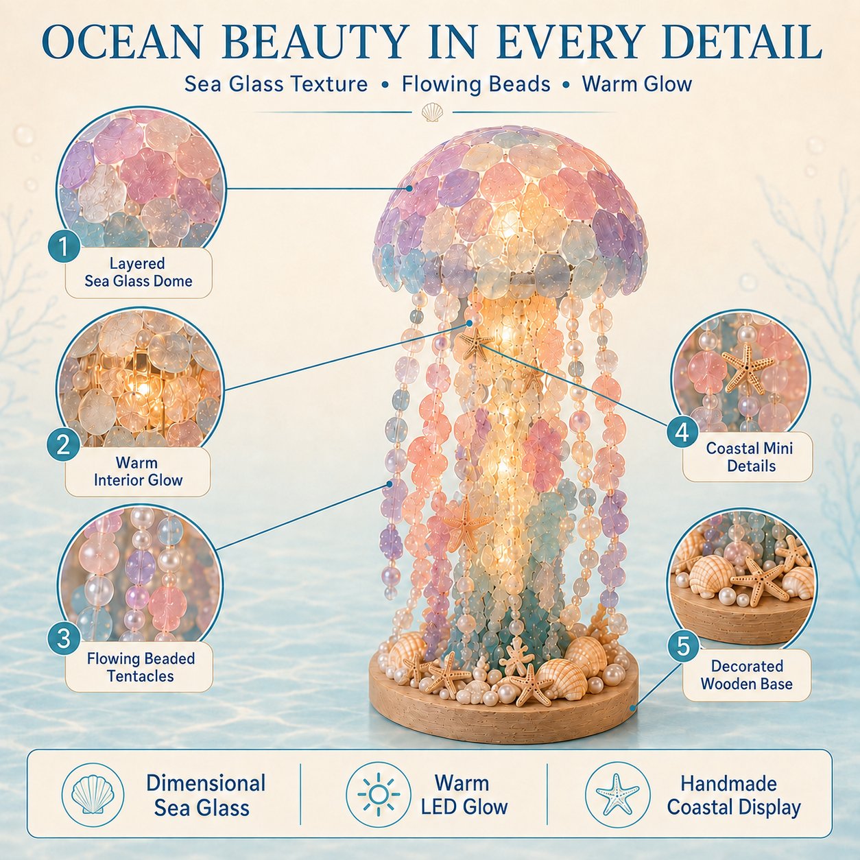 ⏳ Last Day 49% OFF – 🌊 Beginner-Friendly DIY Glowing Sea Glass-Style Ocean Art Kit Collection | Complete Kit with Sea Glass-Style Pieces, LED Lights & Step-by-Step Guide Included 💕