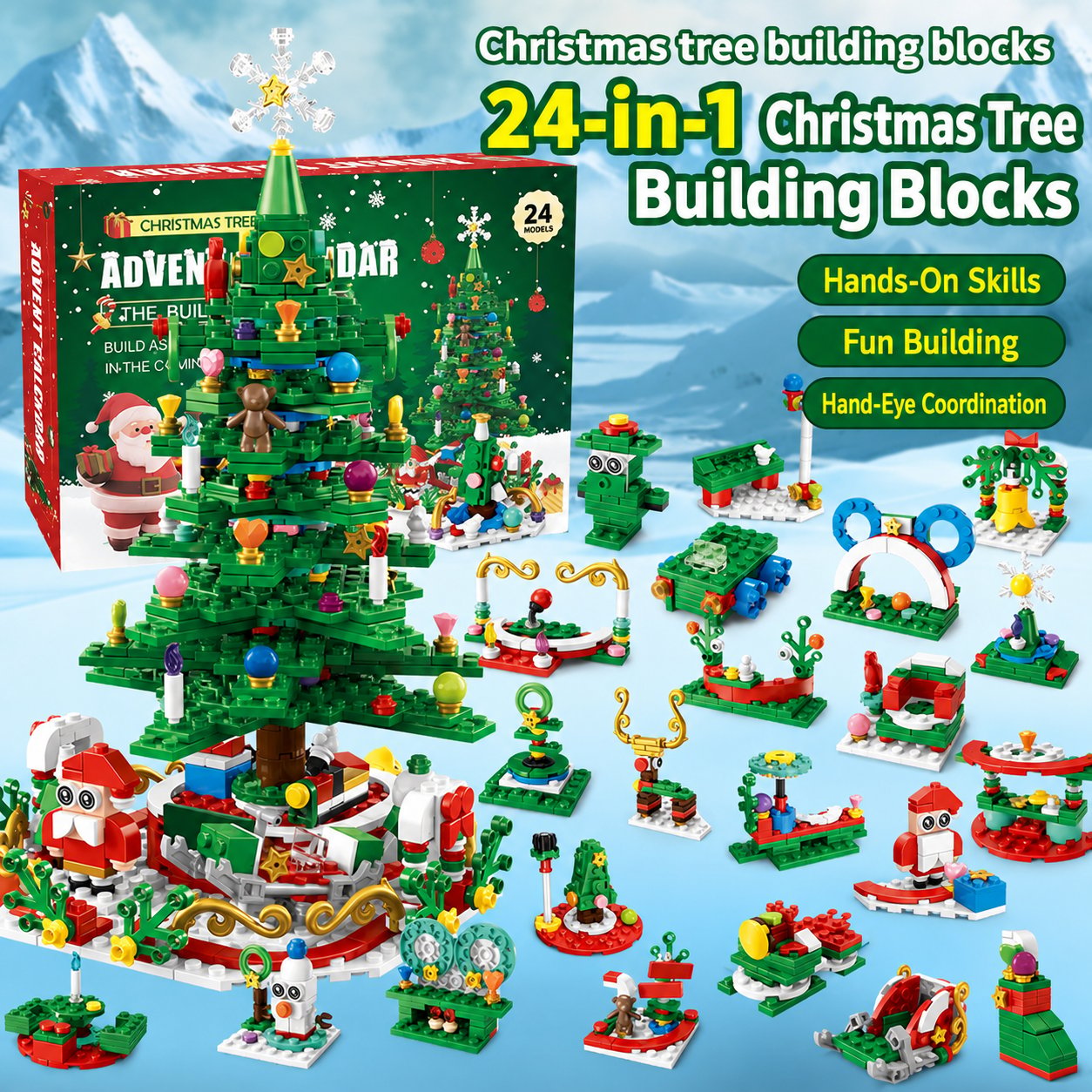 🔥HOT SALE🔥24-Day Christmas Countdown Building Block Set
