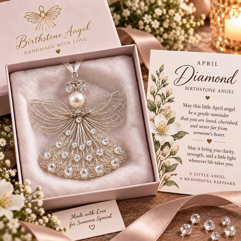⏳ Last Day 49% OFF – 👼Handmade Birthstone Angel Wire Ornament |12 Meaningful Birthstone Colors with Keepsake Card ✨