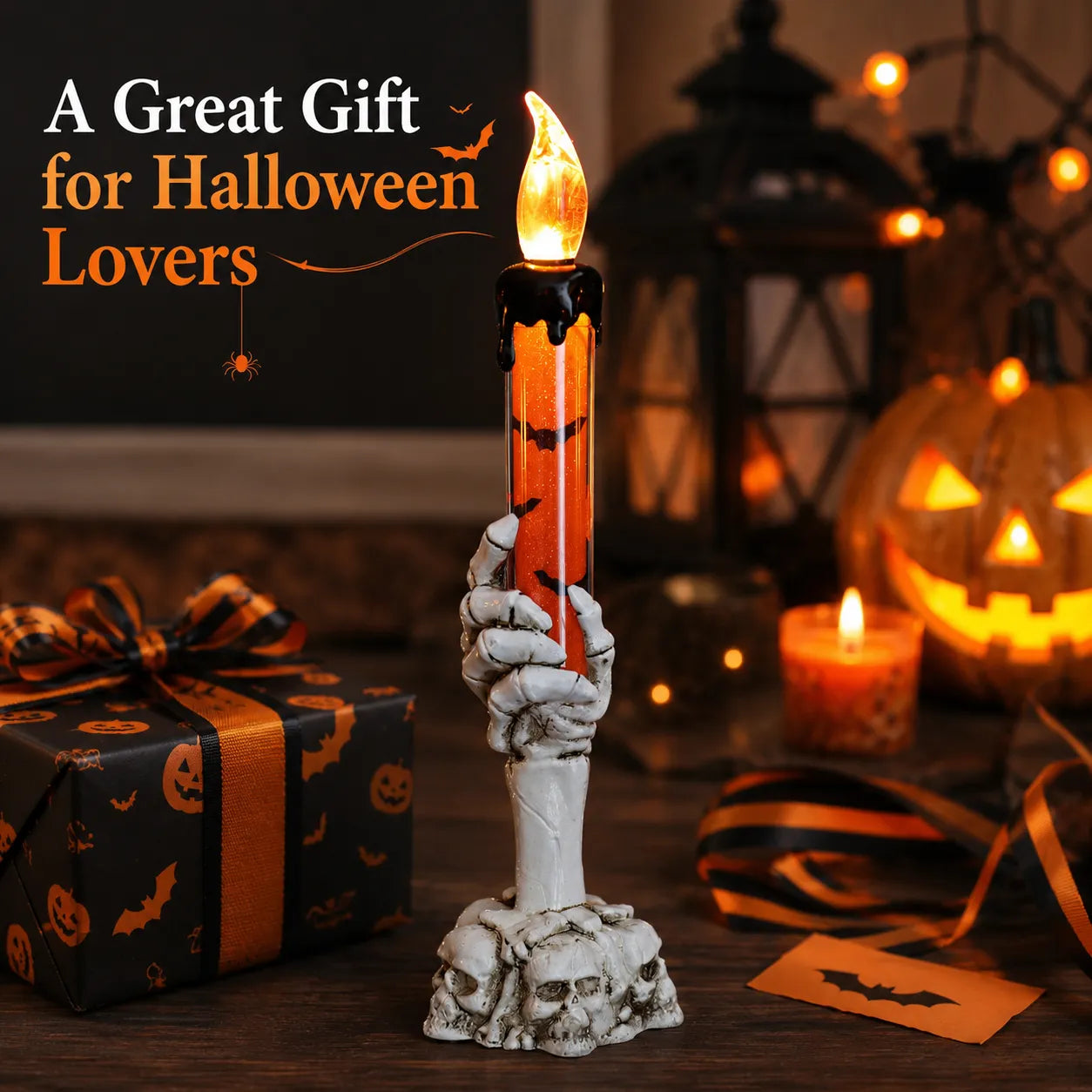 💀🕯️ Haunted Skeleton Hand Candle Light