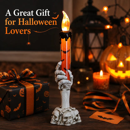 💀🕯️ Haunted Skeleton Hand Candle Light