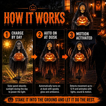 🎁 HEUTE 49 % SPAREN! 🎁💀 Soul Collector™ Pumpkin Edition Animated Halloween Yard Decoration