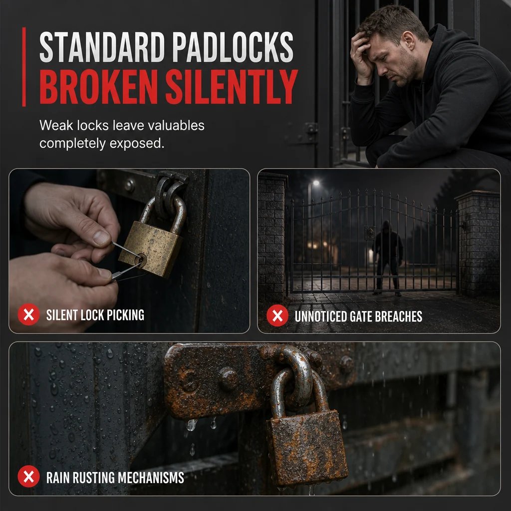 🚨Heavy-Duty Alarm Security Lock – Aluminum Alloy Anti-Theft Protection for Gates, Bikes & Storage