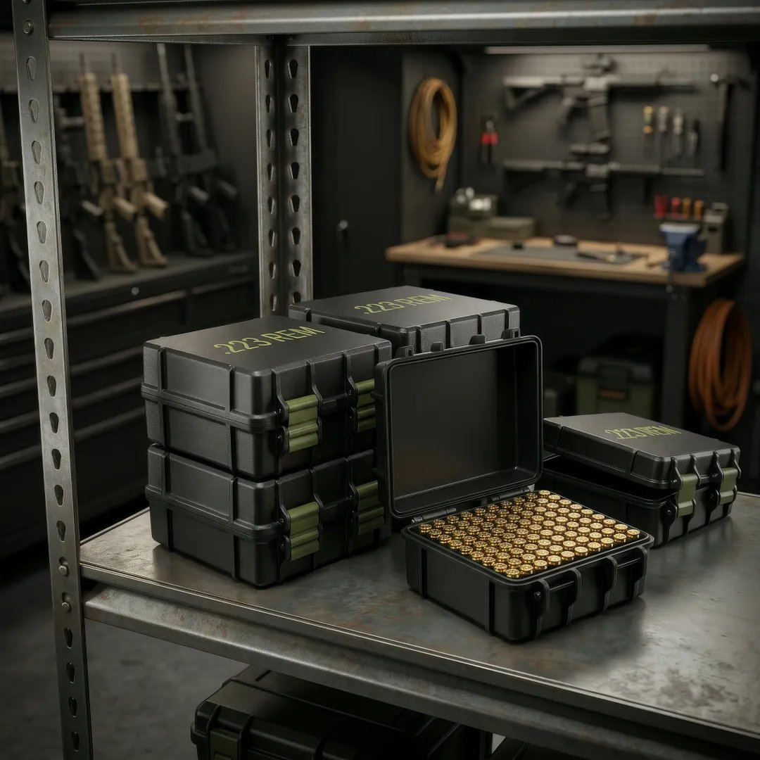 100 Round Ammo Storage Box | Waterproof Hard Shell Ammunition Organizer Case