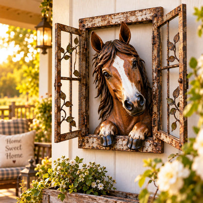 🪟 Rustic Peek-A-Boo Animal Window - Handcrafted Iron Wall Art That Brings a Little Woodland Charm Home 🌿
