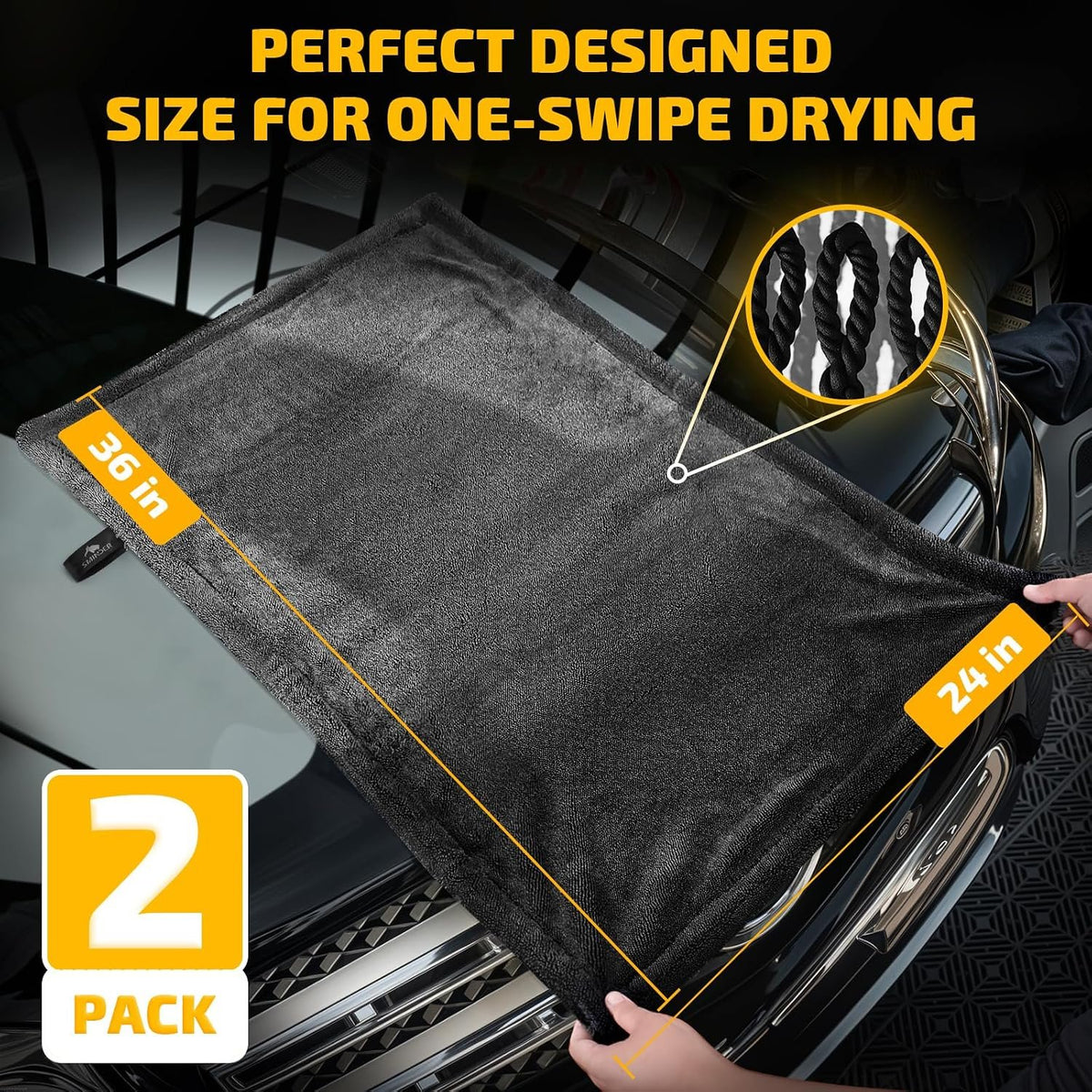 ✨ 1200 GSM Microfiber Car Drying Towels– 2-Pack