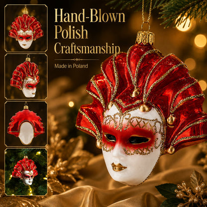Vintage Venetian Mask Tree Pendant 🎄 | Unique Hand-Painted Holiday Keepsake