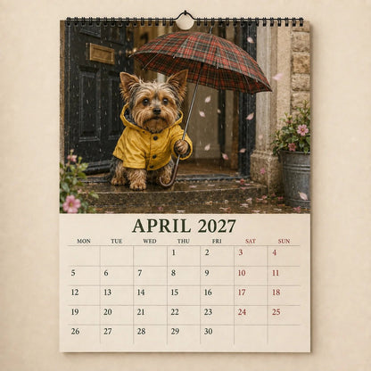 2027 Funny Yorkshire Terrier Wall Calendar | A4 Hanging Calendar