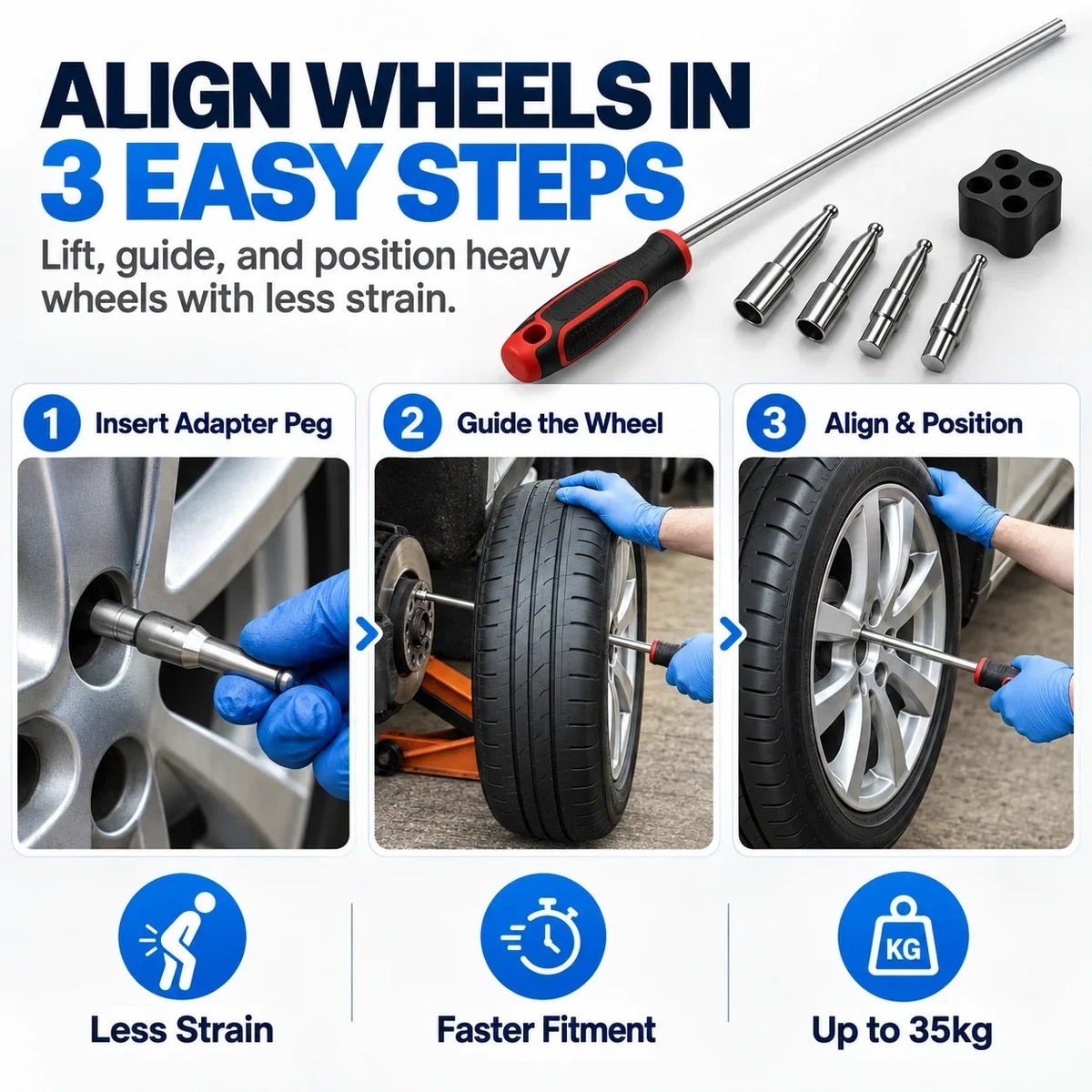 🚗 50% OFF Wheel Alignment Tool – Heavy Duty Tire Mounting & Hub Positioning Assistant
