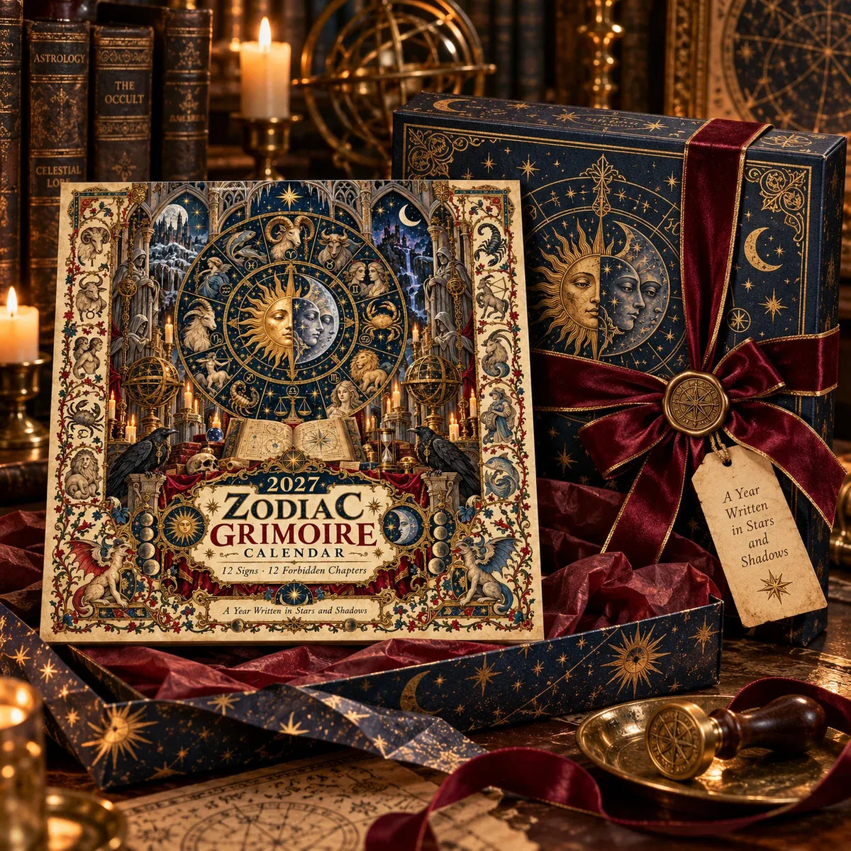 ⏳ Last Day 49% OFF – 🔮 2027 Zodiac Grimoire Desk Calendar | 12 Medieval-Inspired Zodiac Artworks for Astrology & Gothic Art Lovers ✨
