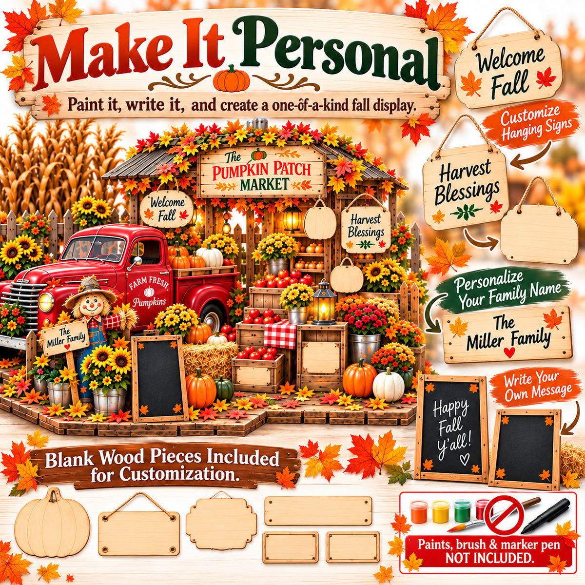 🍂 Pumpkin Patch Market 3D Slot-In DIY Craft Kit
