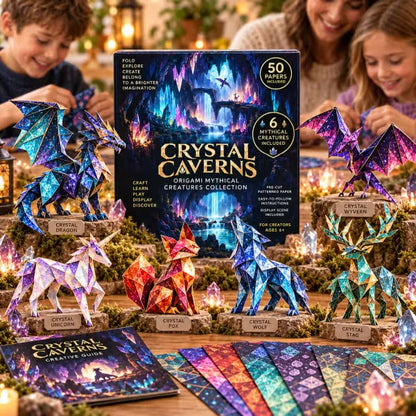 ⏳ Last Day 49% OFF – 🐉 Fantasy Paper Folding Craft Kit | 4 Magical Worlds with 50 Patterned Papers & Step-by-Step Guide ✨