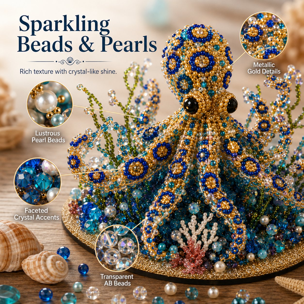 🔥 LAST DAY 49% OFF – 🌊 Ocean Sparkle Animal Craft Kit | Create a Dimensional Underwater Centerpiece with Colorful Beads, Pearls & Coastal Details 🐚✨