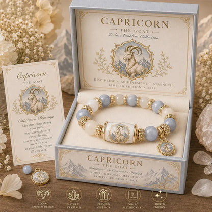 ⏳ Last Day 49% OFF – ♈ 12 Zodiac Natural Chalcedony Bracelet Collection | 10–12mm Gemstone Beads, Symbolic Zodiac Charm, Stretch Fit & Collector’s Gift Box Included ✨