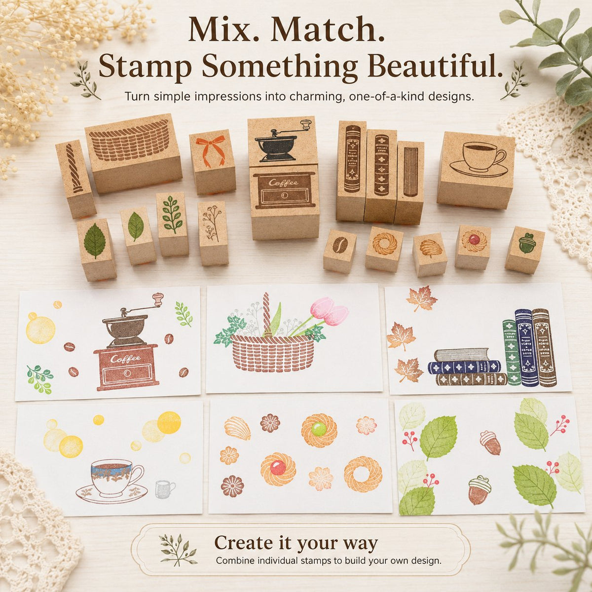 🌿 Mix & Match Wood-Mounted Craft Stamps ✨
