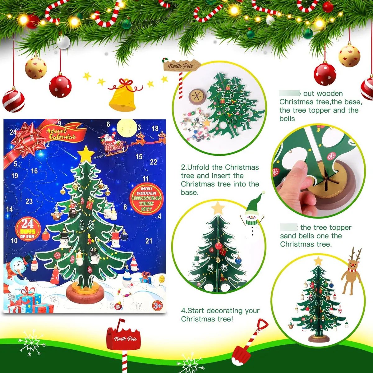 ⏳ Last Day 49% OFF – 🎄24-Day Christmas Tree Advent Calendar | 24 Unique Hanging Ornaments for Daily Surprises, Tree Decorating & Holiday Countdown Fun ✨