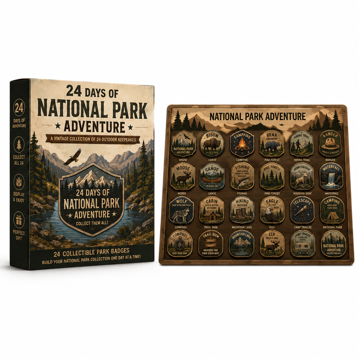 National Park Adventure Advent Calendar – 24 Vintage Collectible Badges