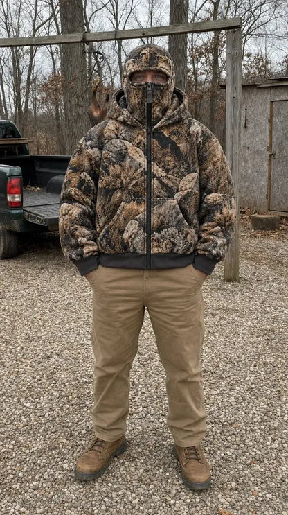 🦌 HunterZip Hunting Hoodie – Built-In Face Mask for Cold-Weather Adventures