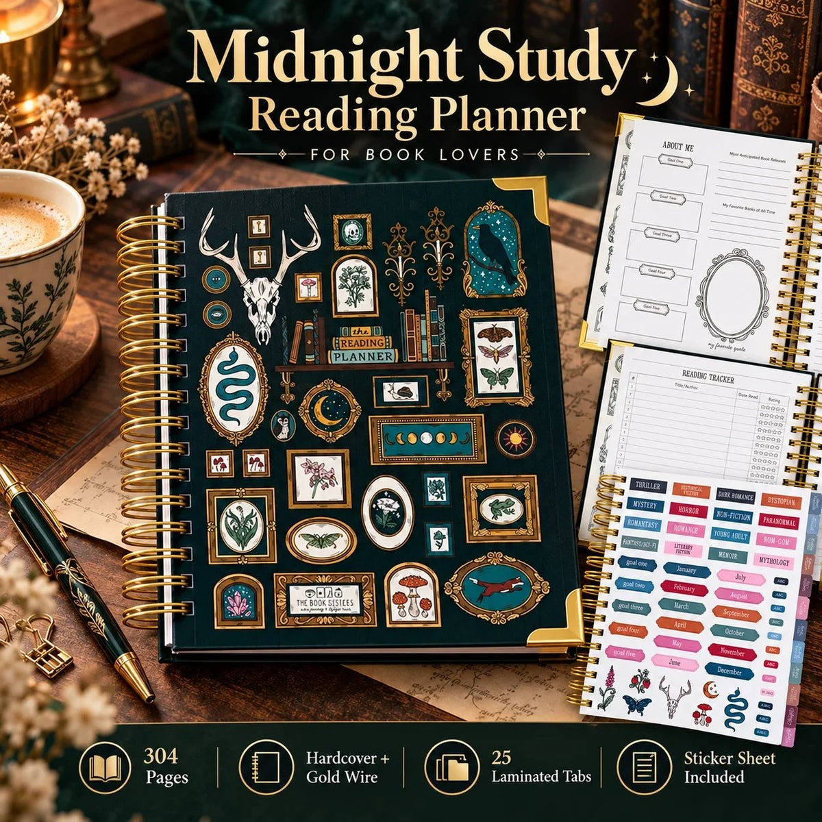 📖✨Midnight Study Hardcover Reading Planner for Book Lovers(📦Buy 2 Free Shipping)