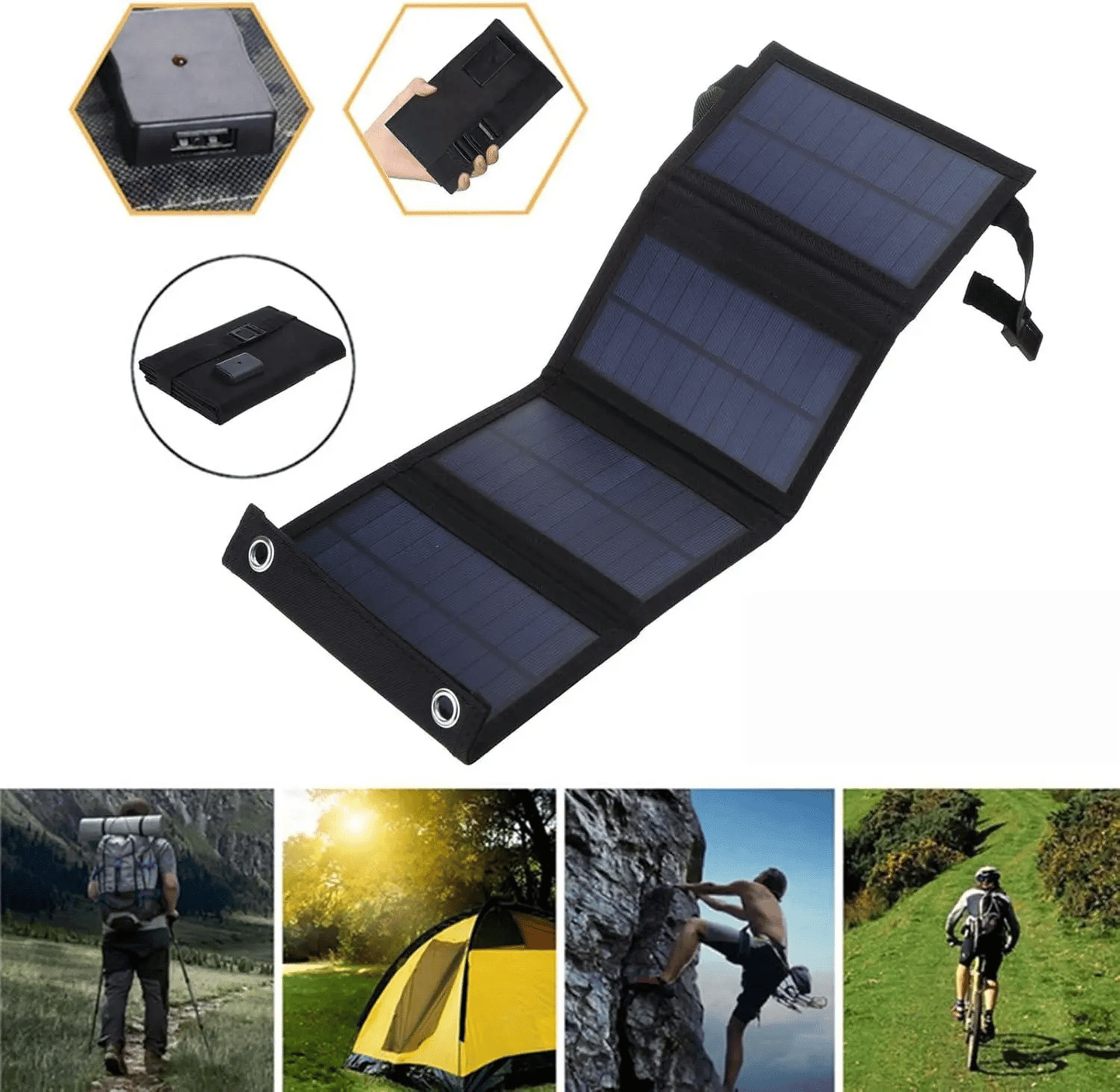 ☀️ 20W Portable Solar Panel Charger – Foldable Outdoor Power Source for Camping, Hiking & Emergency Charging