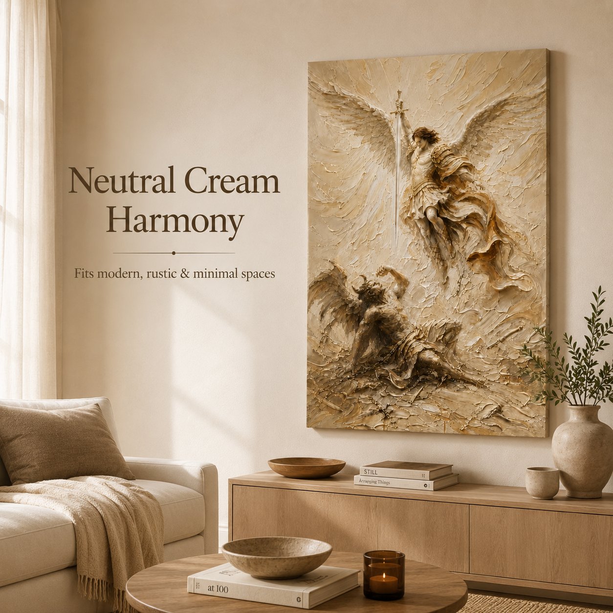 🛡️ Michael Victory 3D Impasto Canvas | Premium Relief Sacred Decor for Christian Altar & Housewarming Gift