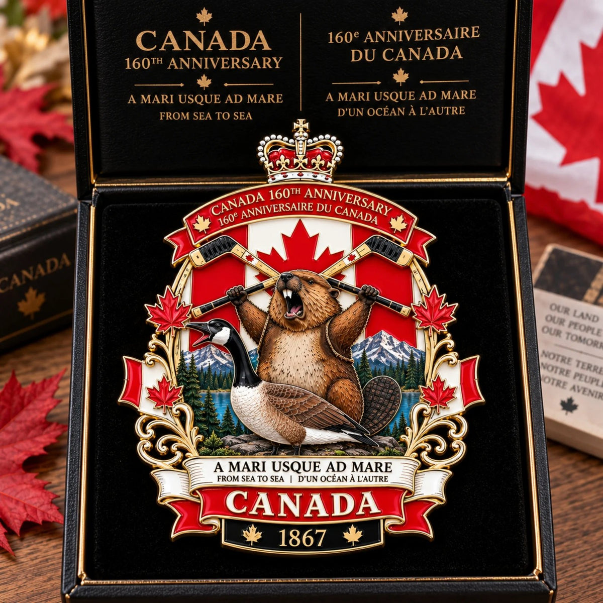 Canada 160th Anniversary Tribute Badge – 3.5 in Metal Enamel Pin