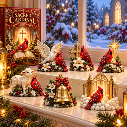 Sacred Cardinal Advent Calendar 2026 – 24 Christian Keepsake Figurines of Faith, Hope & Christmas Blessings