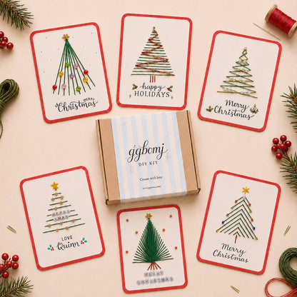 Christmas String Art Greeting Card DIY Kit – 6-Piece Stitching Set