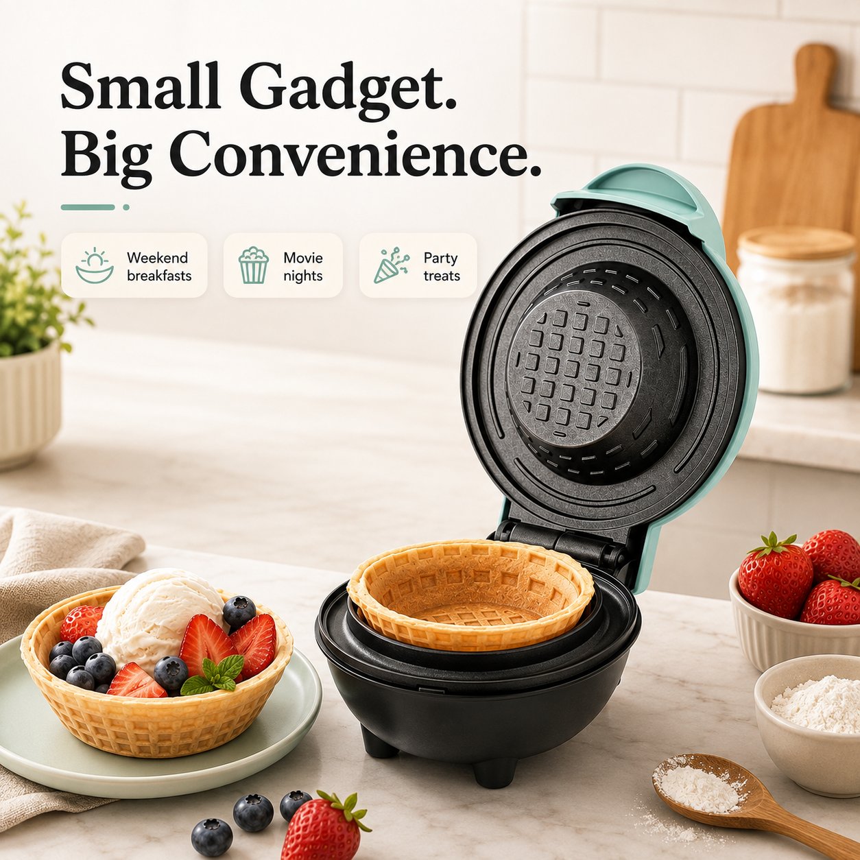 🧇 Electric Mini Waffle Bowl Maker