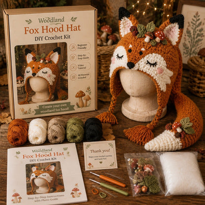 🔥LAST DAY 49% OFF - 🧵Fantasy Hood Hat DIY Crochet Kit – Create Your Own Magical Wearable Character Hat🎁Beginner Friendly