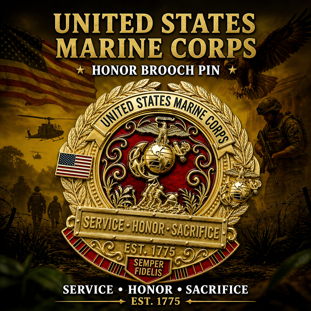 🇺🇸 Last Day Promo: 49% OFF 🎖️United States Marine Corps Honor Brooch Pin