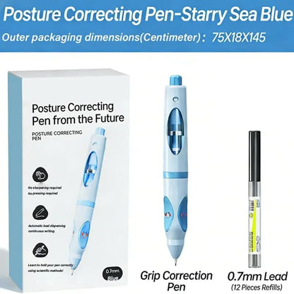 ✏️Write Right Ergonomic Pen Grip Writing Aid – Self-Advancing Posture-Training Pencil with 12 Refills