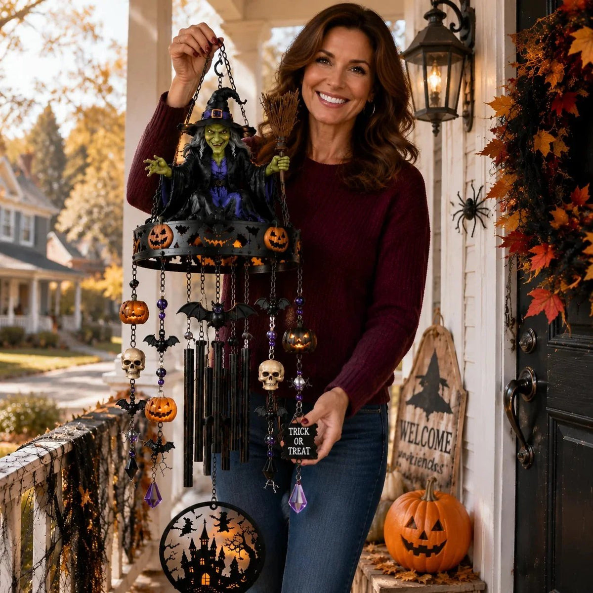 🎁🔥2026 New High-Quality Fully Handmade Custom Witch-Themed Outdoor Wind Chime