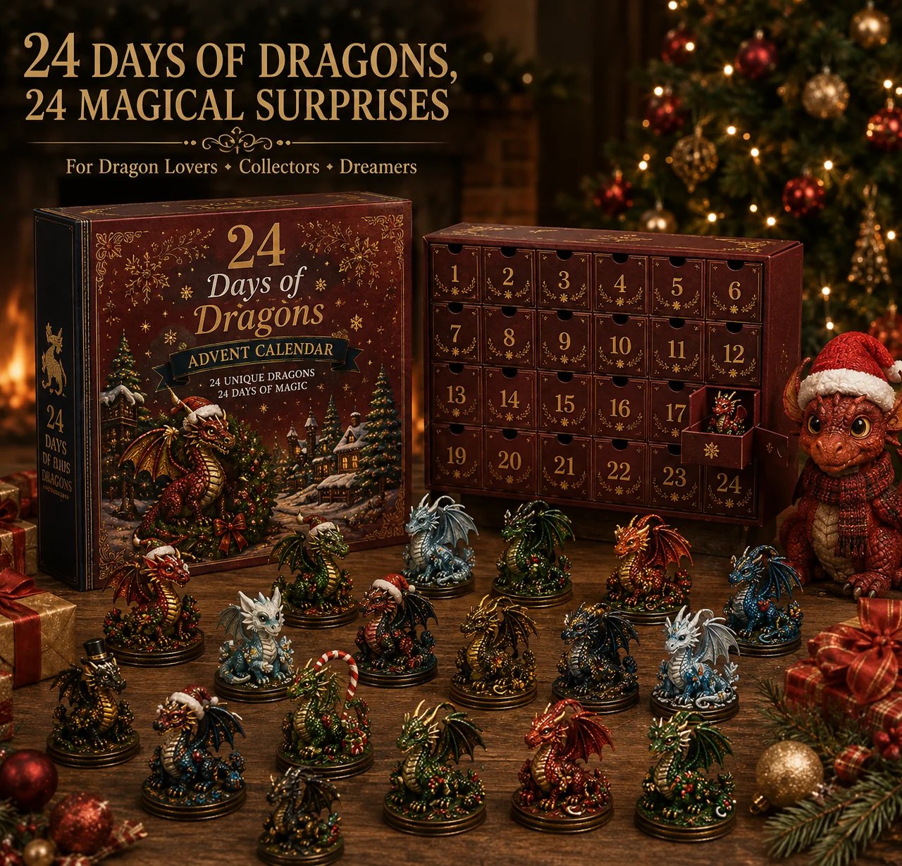 🐉 24 Days of Dragons Advent Calendar – 24 Unique Dragons, 24 Magical Christmas Surprises 🎄✨