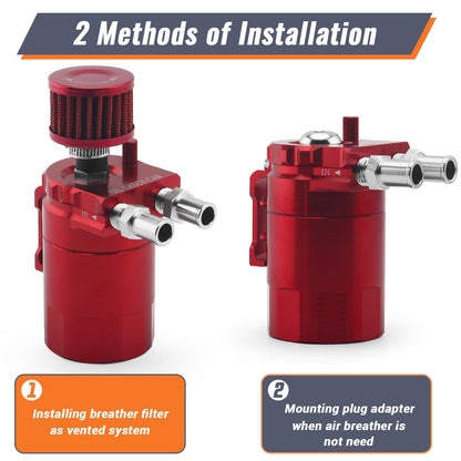 🔥HOT SEAL🔥Universal 300ML Baffled Oil Catch Can Tank Kit w/ Breather Filter & Steel Wool